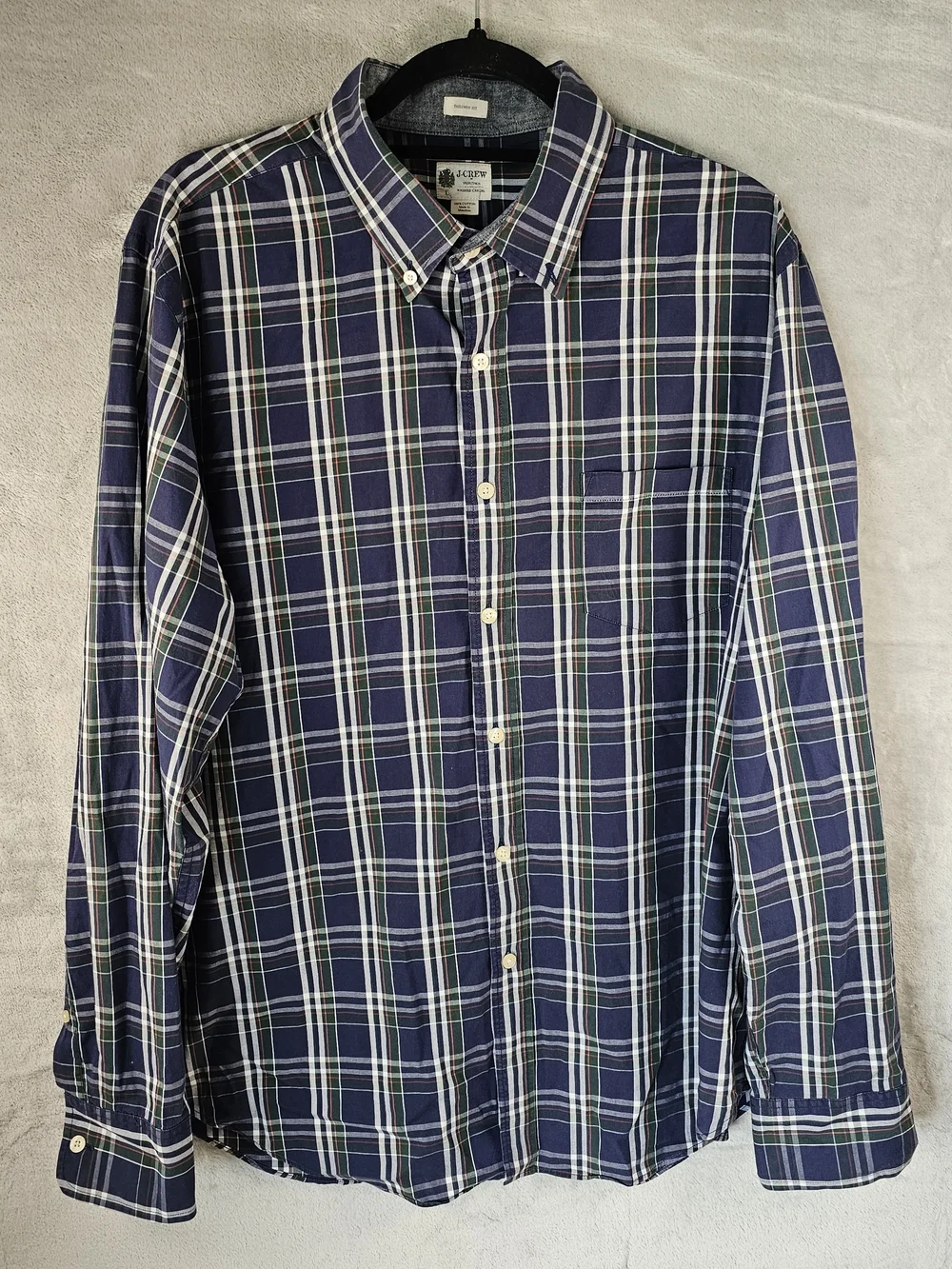 J.Crew Sz. Large Men's Plaid Casual Button-Down Shirt Tailored Fit 100% Cotton